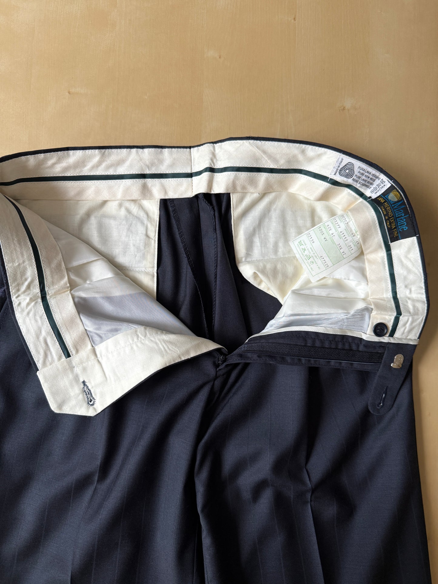 Pantalone in fresco lana blu gessato (NOS) - tg. 48