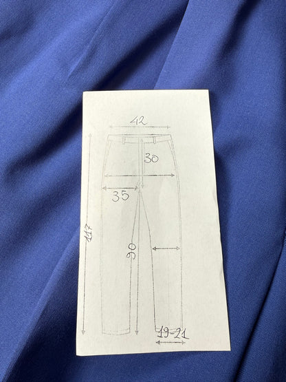 Pantaloni fresco lana blu china anni ‘80 (NOS) - tg. 46/48