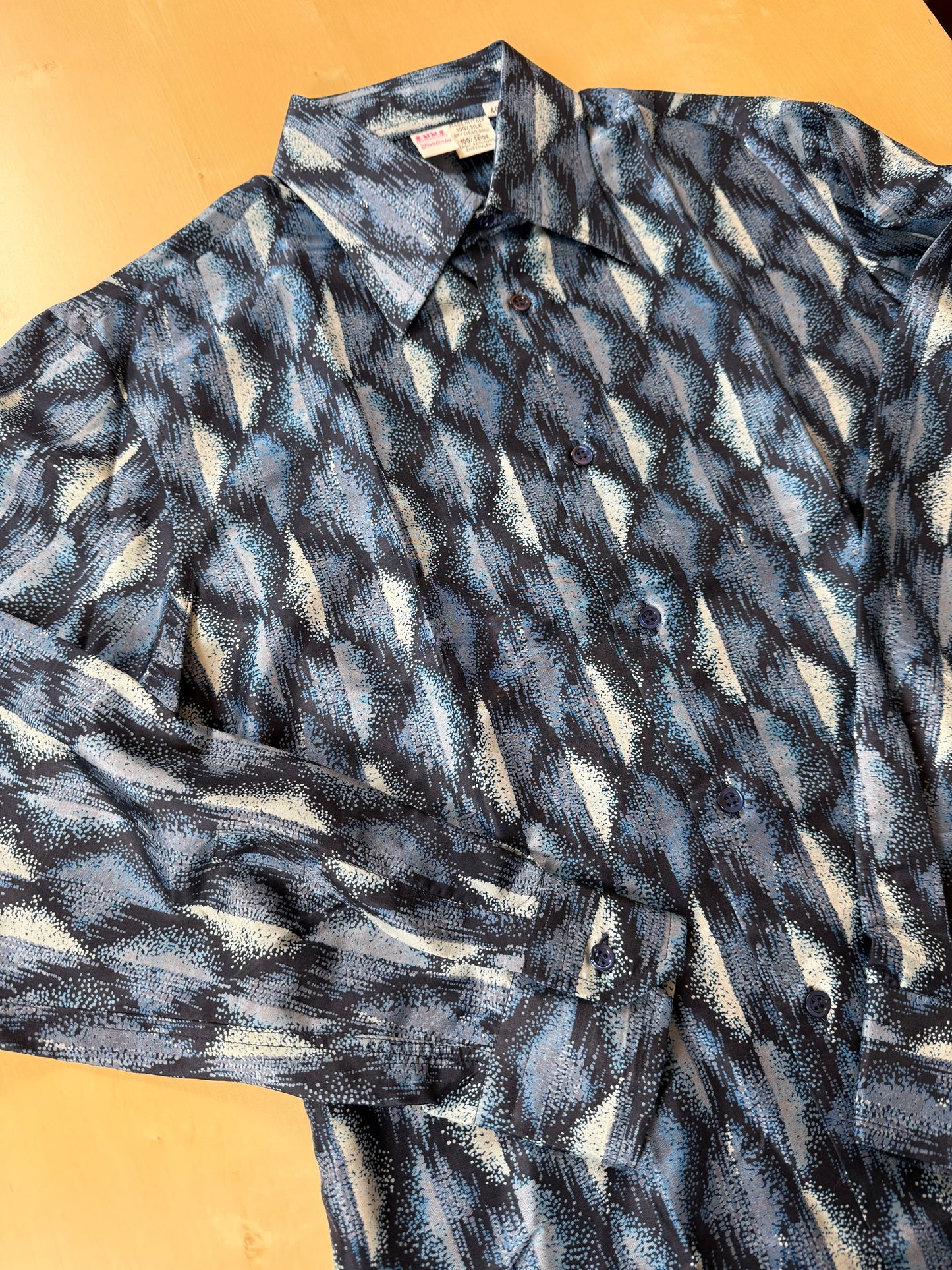 Camicia anni '70 optical in pura seta - S collo 40