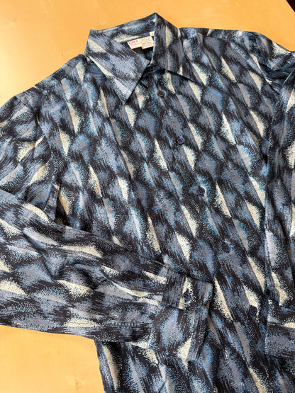 Camicia anni '70 optical in pura seta - S collo 40