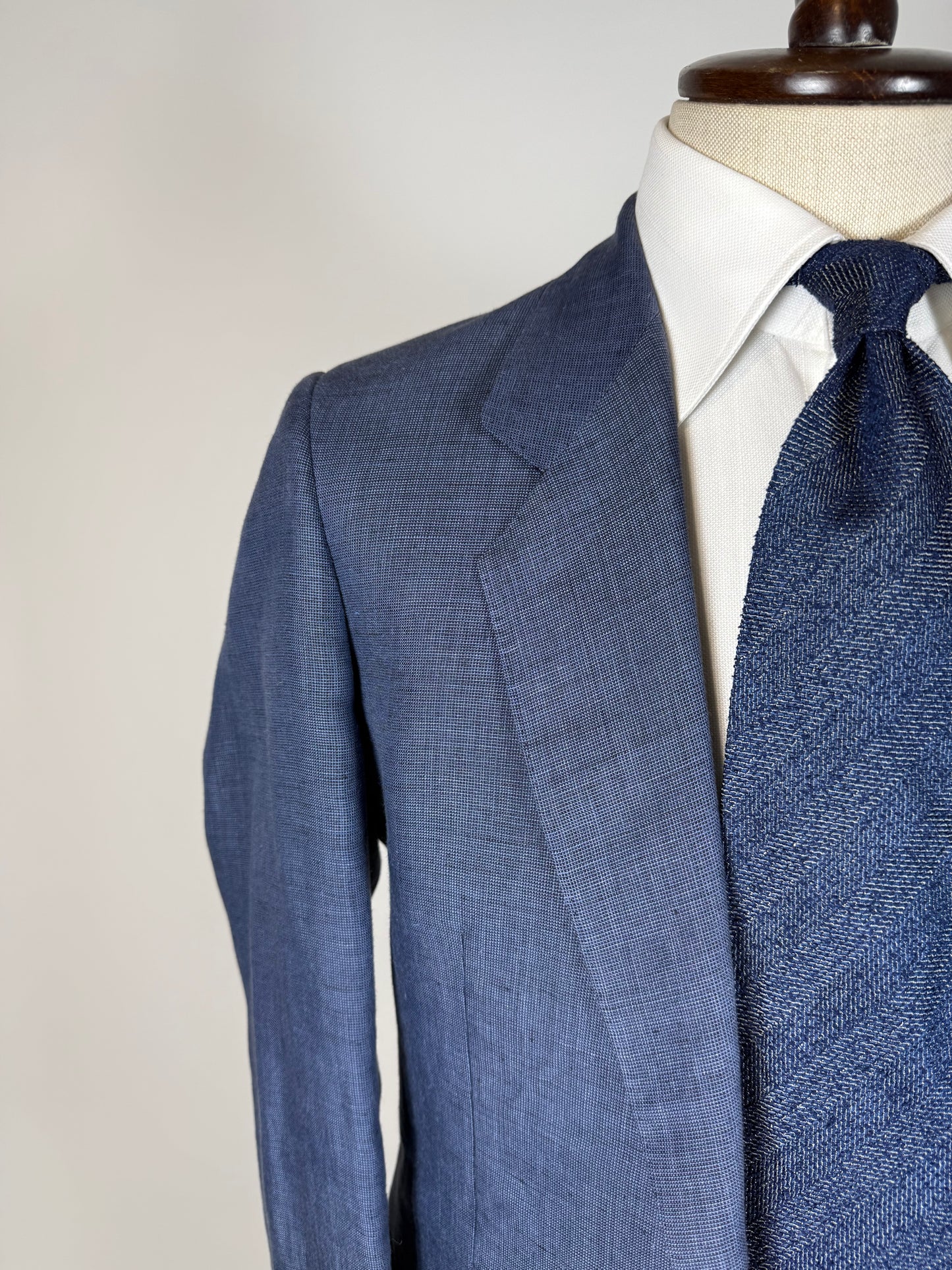 Giacca anni '70 in lino blu - tg. 44