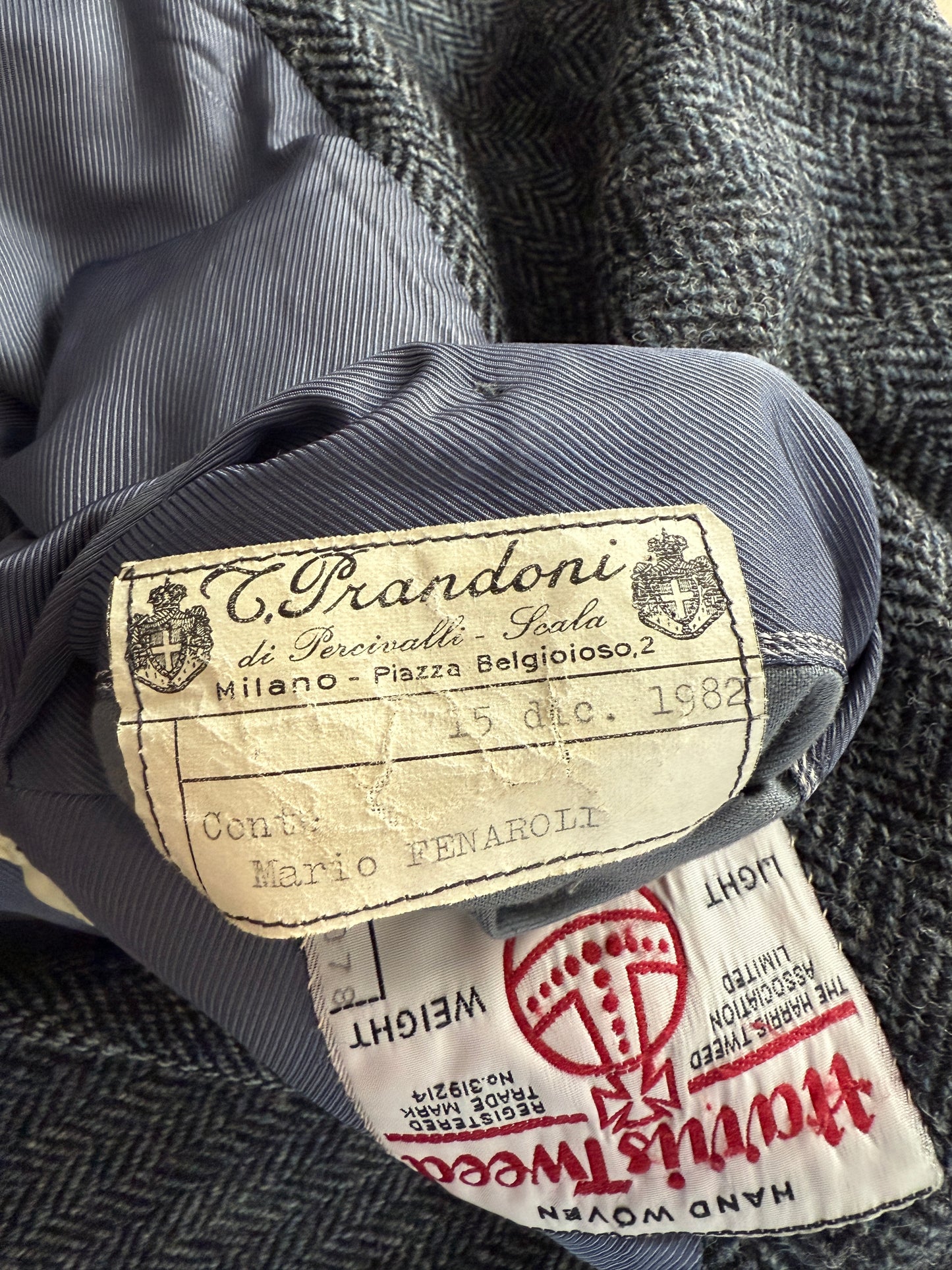 Giacca sartoriale Prandoni Milano in Harris Tweed - tg. 52, drop basso