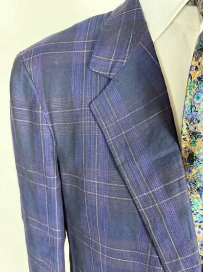Giacca in lino tartan viola anni '80 - tg. 52