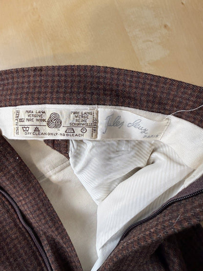 Pantaloni anni ‘70/‘80 flanella quadretti marrone ruggine (NOS) - tg. 44