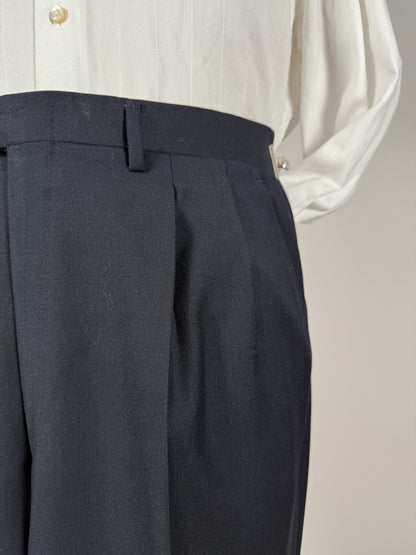 Pantaloni Ermenegildo Zegna anni ‘70/‘80 flanella pettinata blu - tg. 46/48