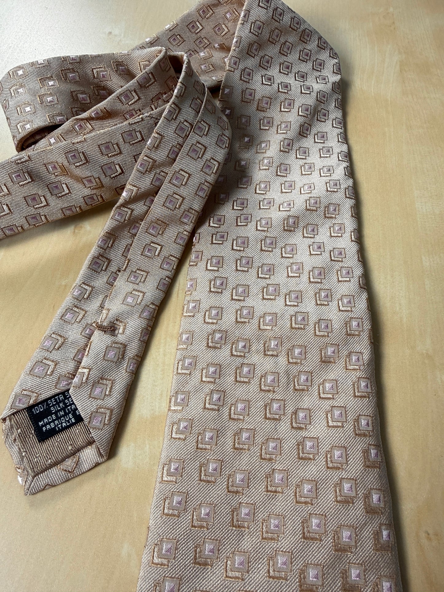 Cravatta Pierre Cardin jacquard beige/rosa cipria