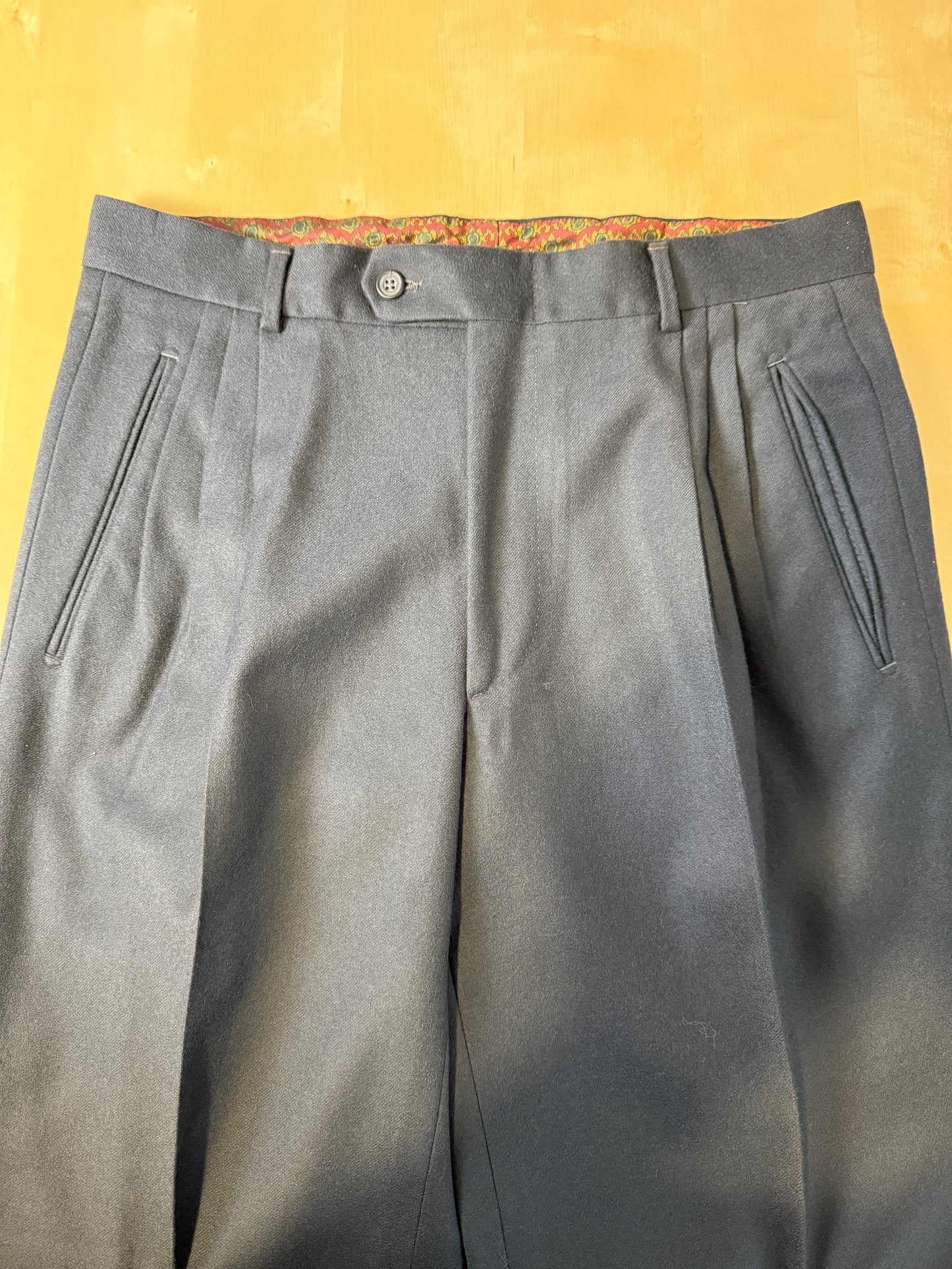 Pantaloni anni ‘80 flanella blu petrolio (NOS) - tg. 48