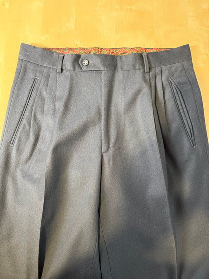 Pantaloni anni ‘80 flanella blu petrolio (NOS) - tg. 48