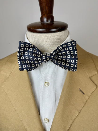 Papillon vintage blu navy micro fantasia quadri