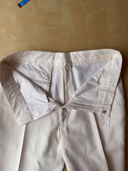 Completo anni '70 su misura in pura seta shantung bianco avorio - tg. 50