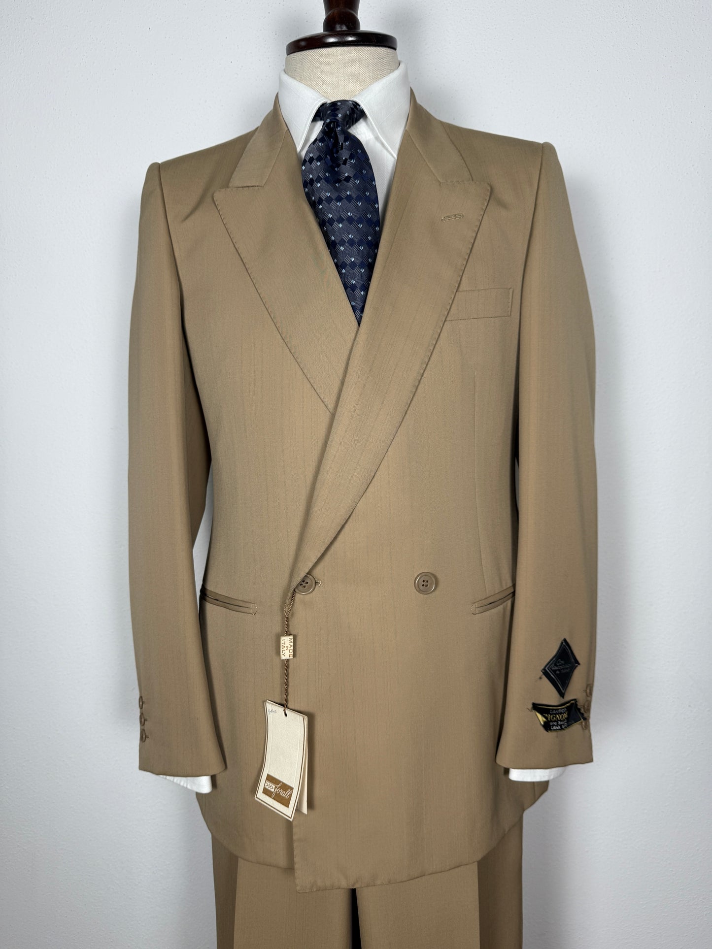 Completo doppiopetto Forall anni '70/'80 in twill beige (NOS) - tg.48