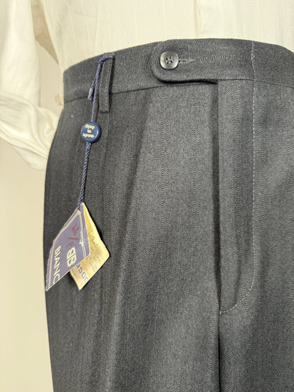 Pantaloni anni ‘70/‘80 flanella antracite trama righe (NOS) - tg. 44/46