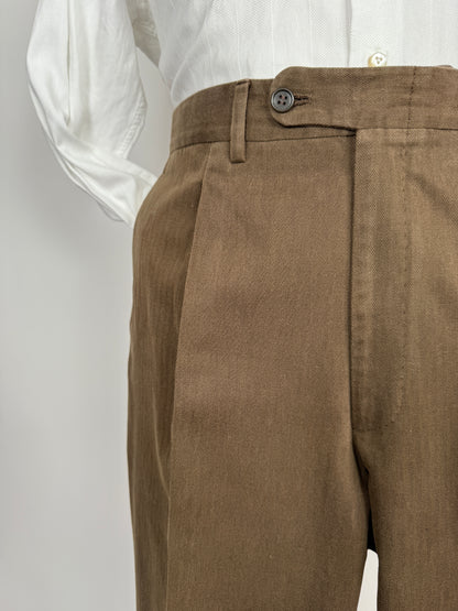 Pantaloni sartoriali in cotone spigato marrone - tg. 54