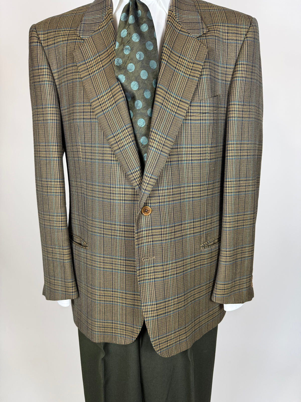 Giacca Valentino anni '80 principe di Galles verde - tg. 52