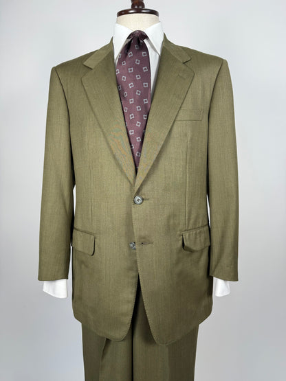 Completo anni ‘80 verde oliva lana pettinata E. Zegna - tg. 48/50