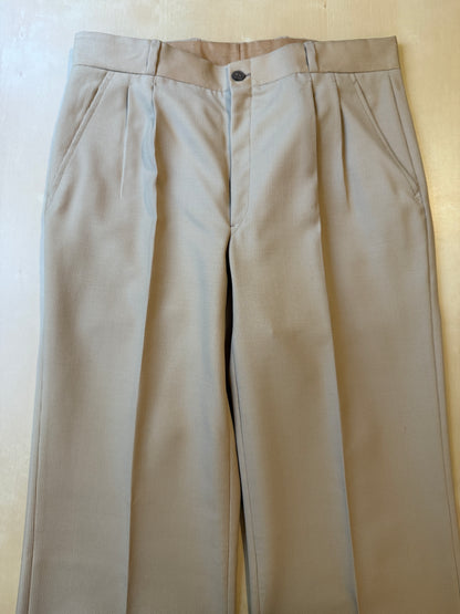 Pantalone sartoriale anni ‘70 in lana pettinata beige (nuovo) - tg. 44