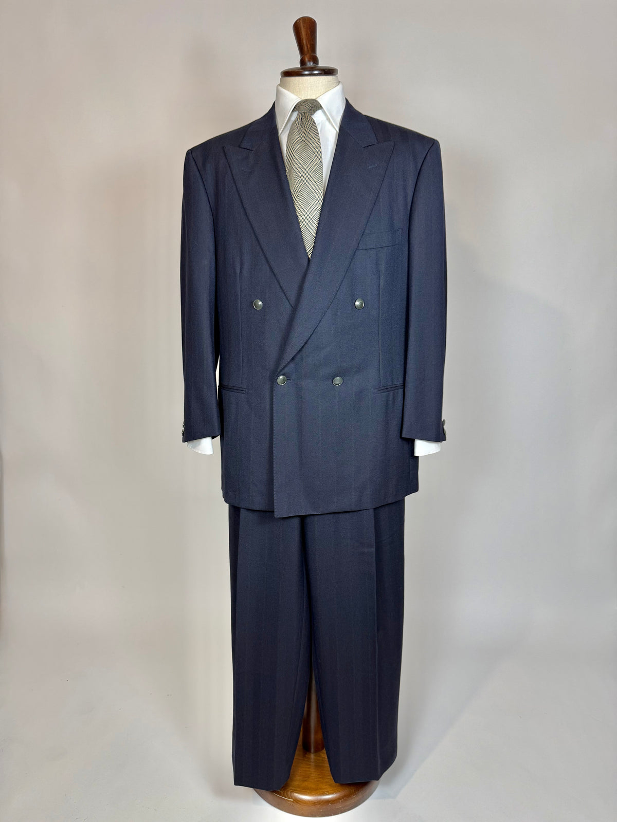Completo doppiopetto Yves Saint Laurent anni '80 flanella blu - tg. 54/56