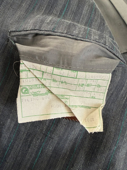 Completo anni '70/'80 puro lino grigio gessato verde - tg. 48