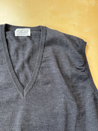 Gilet in pura lana merino grigio antracite - L (50-52)