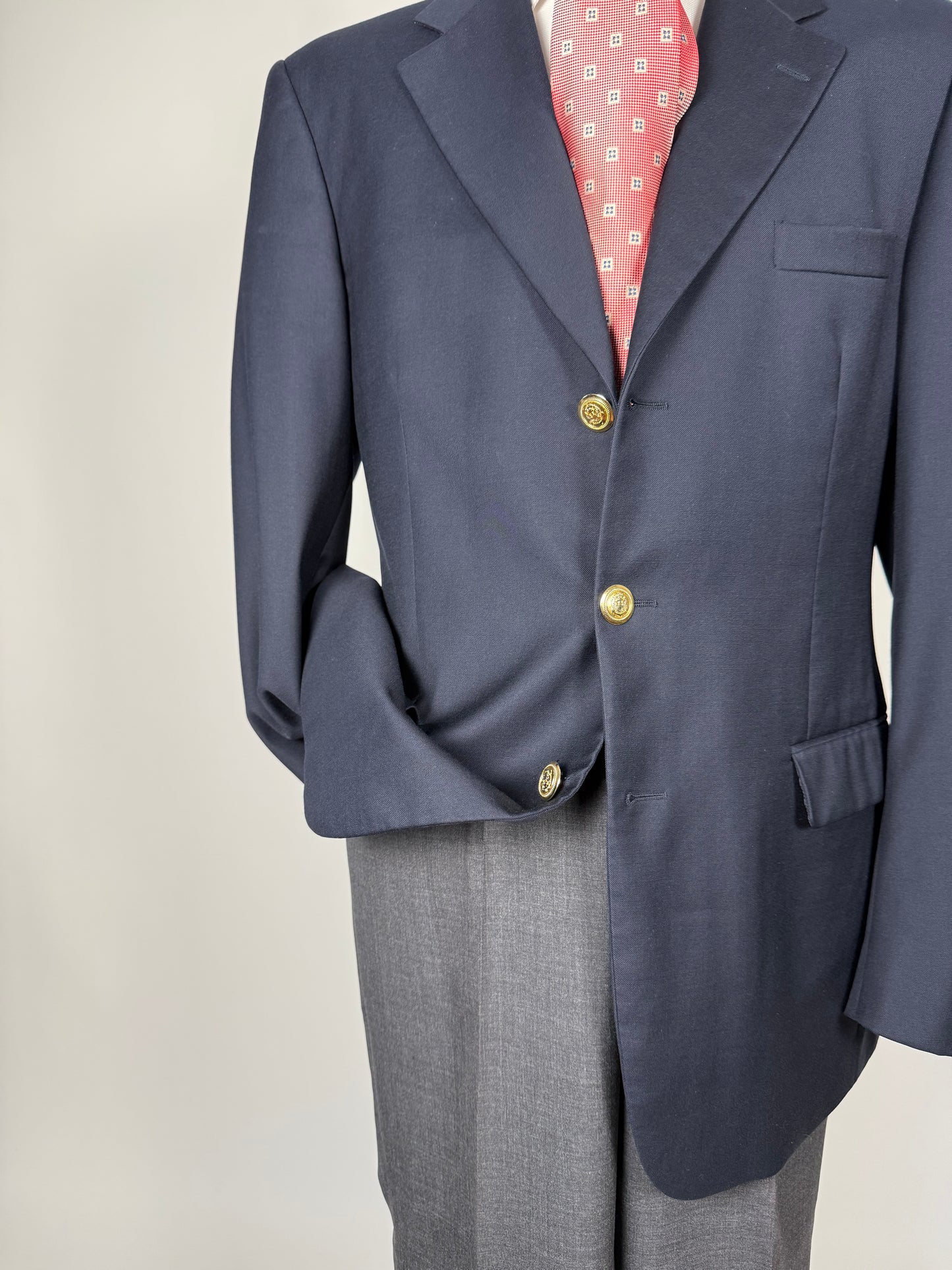 Blazer navy 3 bottoni in flanella pettinata - tg. 50/52 lunga