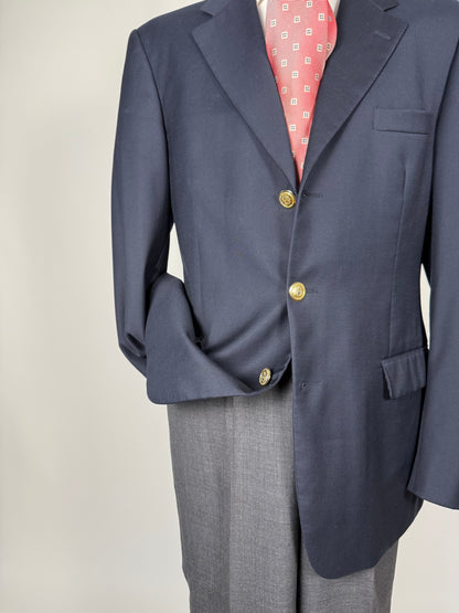 Blazer navy 3 bottoni in flanella pettinata - tg. 50/52 lunga