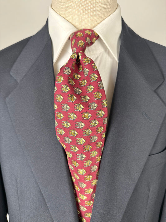 Cravatta Gucci bordeaux con pesci