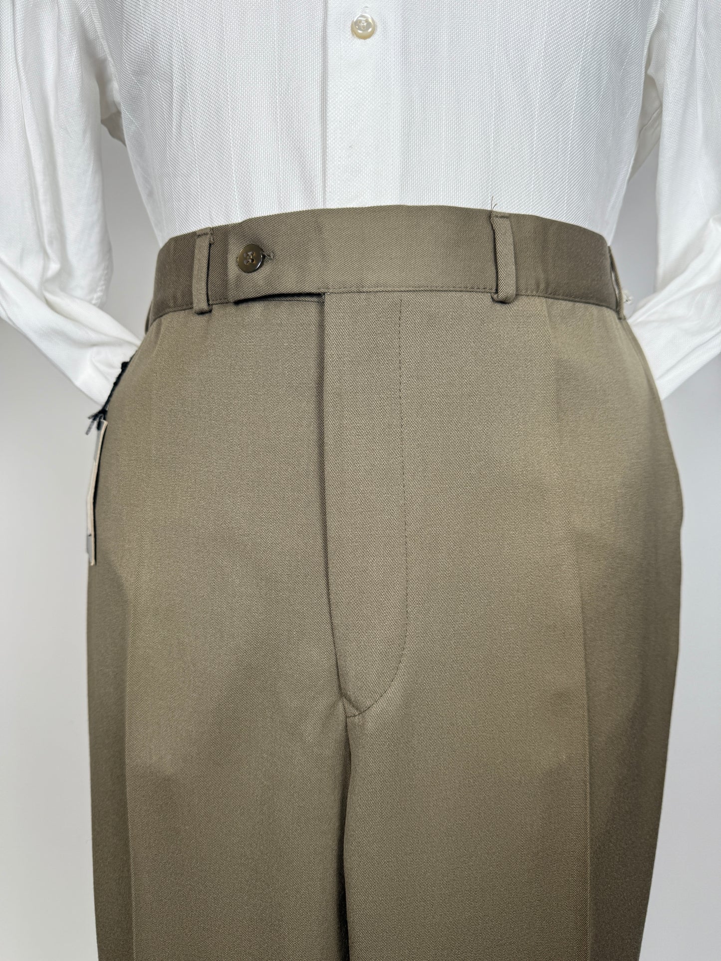 Pantaloni anni ‘70 lana pettinata cachi (NOS) - tg. 50/52