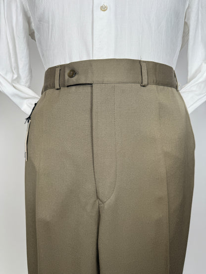 Pantaloni anni ‘70 lana pettinata cachi (NOS) - tg. 50/52