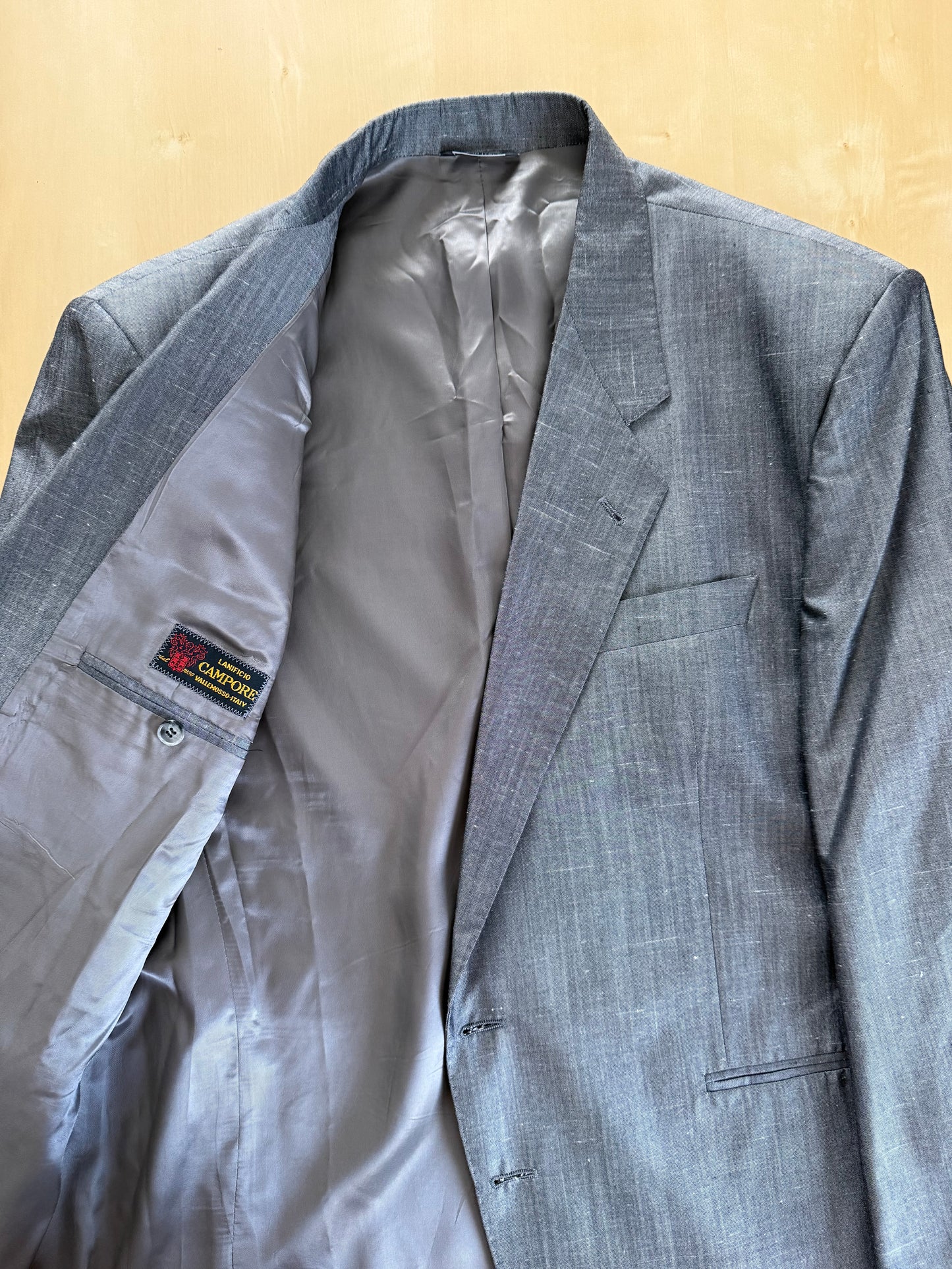 Completo anni '80 in seta shantung grigio - tg. 56/58