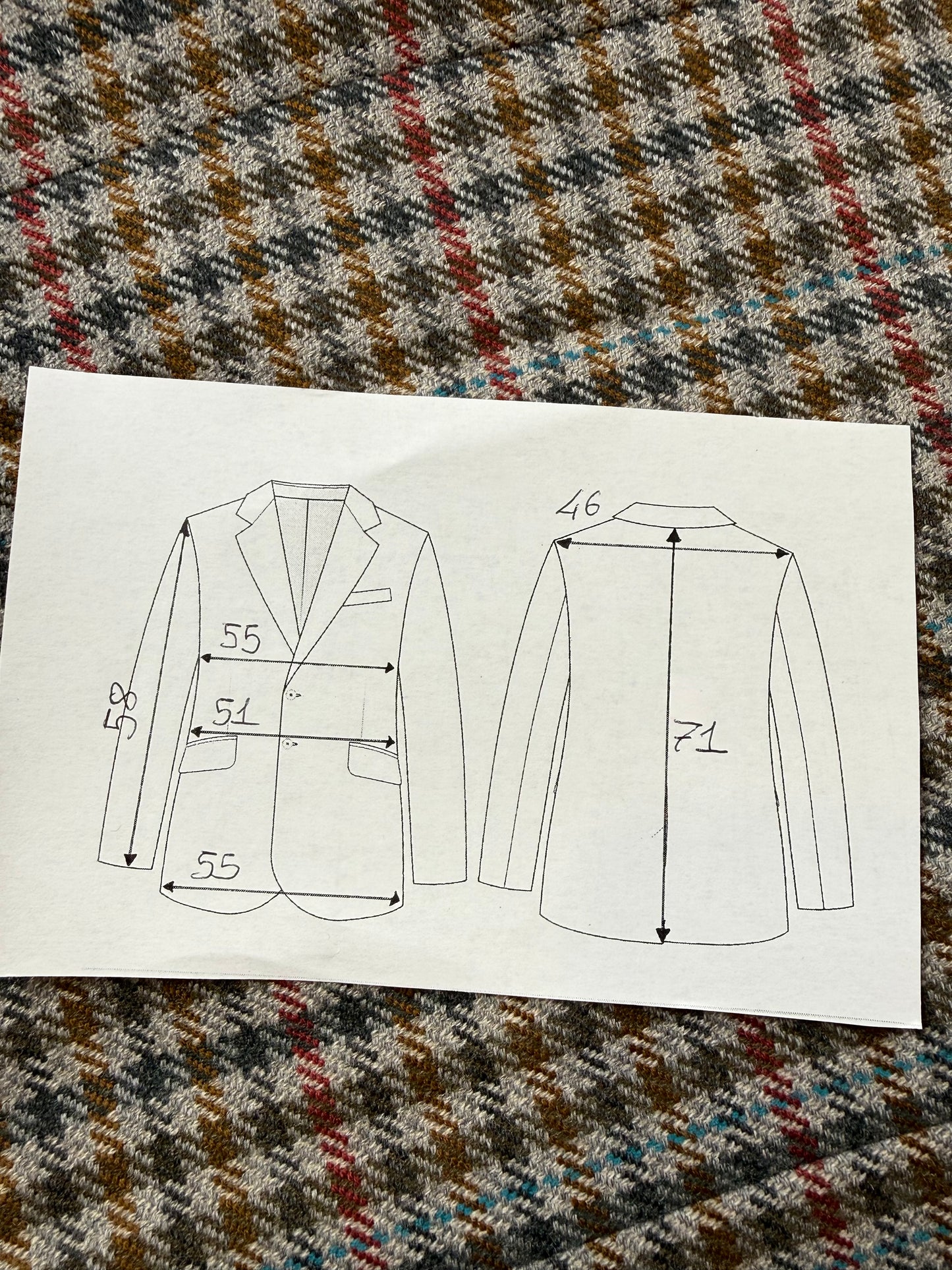 Giacca sartoriale lana e cashmere check - tg. 48/50 corta