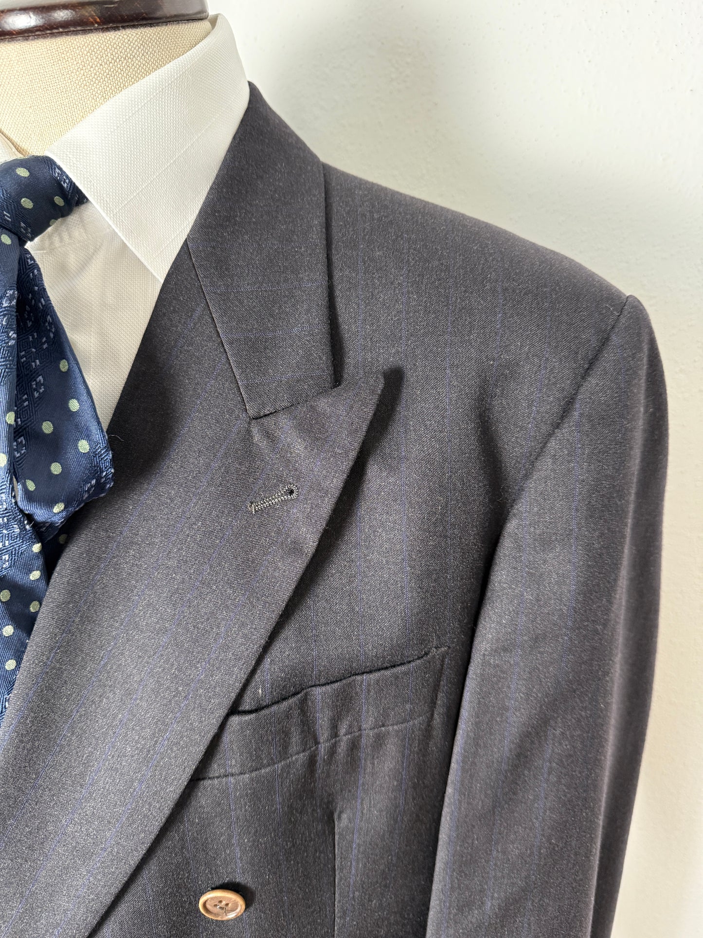 Giacca Coveri anni ‘80 doppiopetto antracite gessata - tg. 54