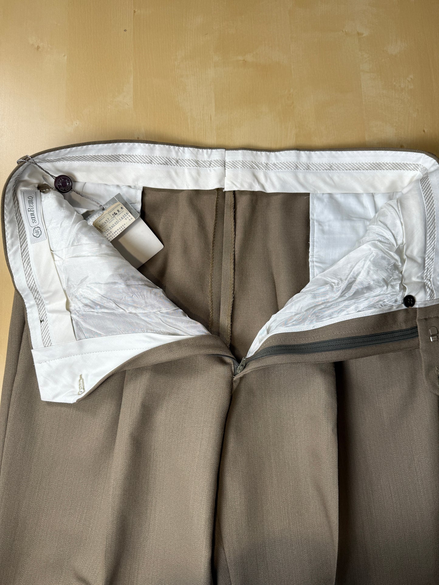 Pantaloni anni ‘80 lana pettinata cachi - tg. 52/54