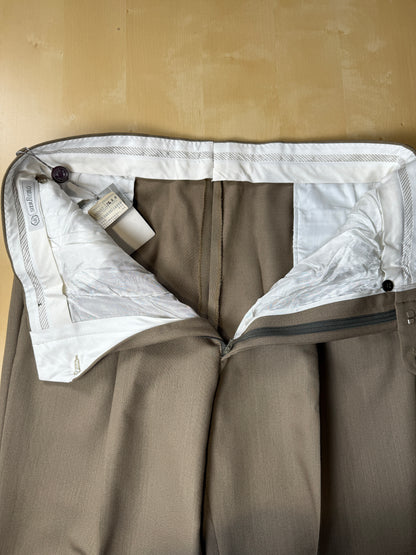 Pantaloni anni ‘80 lana pettinata cachi - tg. 52/54