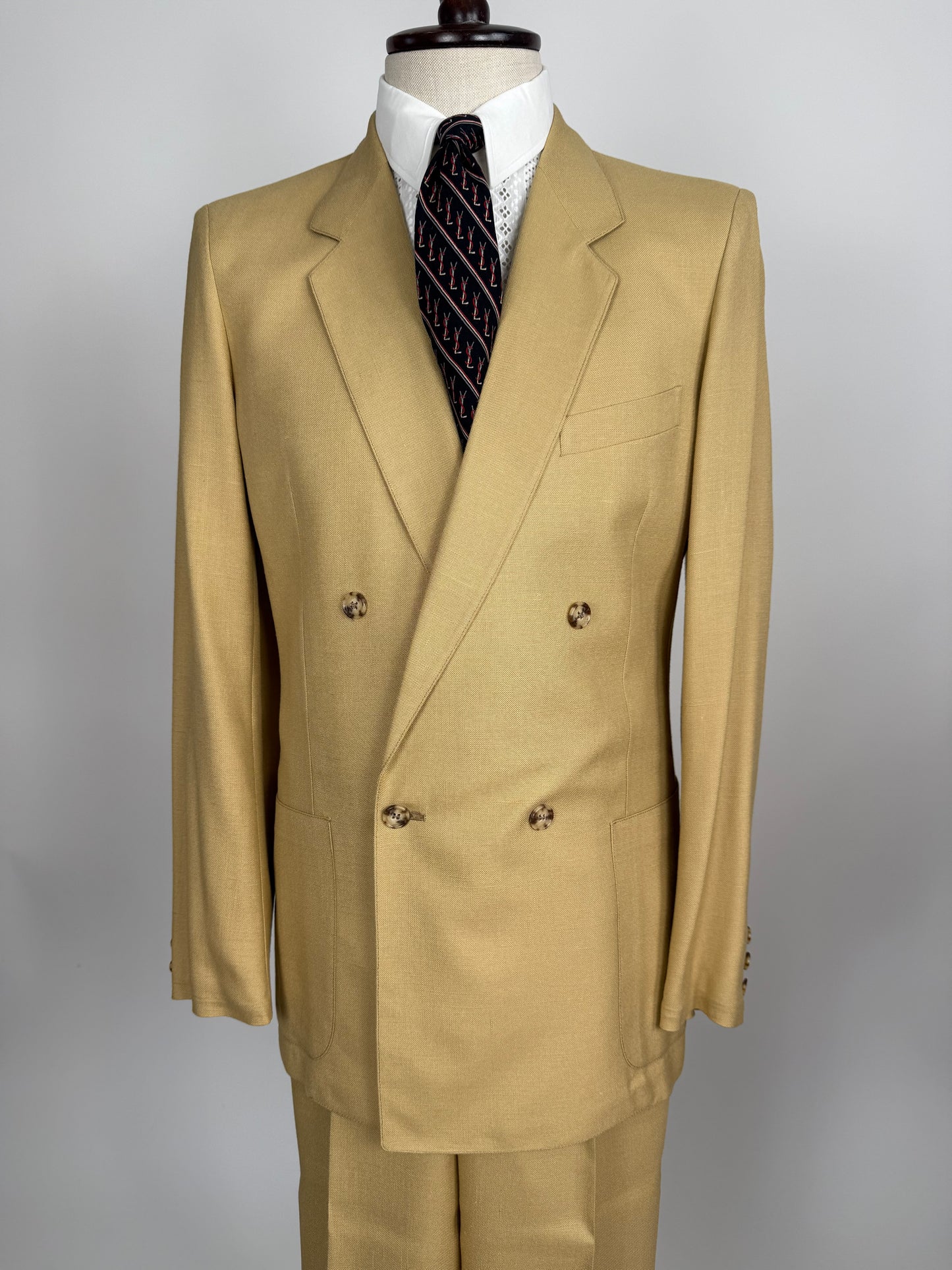 Completo doppiopetto estivo anni ‘70 in misto lino beige - tg. 44/46