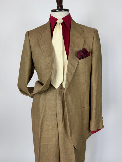 Completo anni '70 misto lino color corda - tg. 50