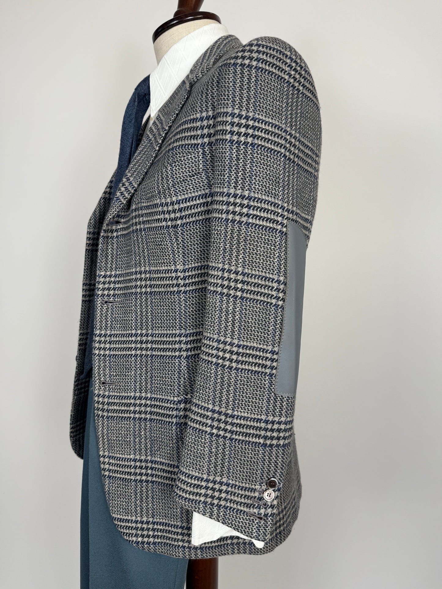 Giacca sportiva sartoriale anni ‘60 puro cashmere inserti in pelle - tg. 42