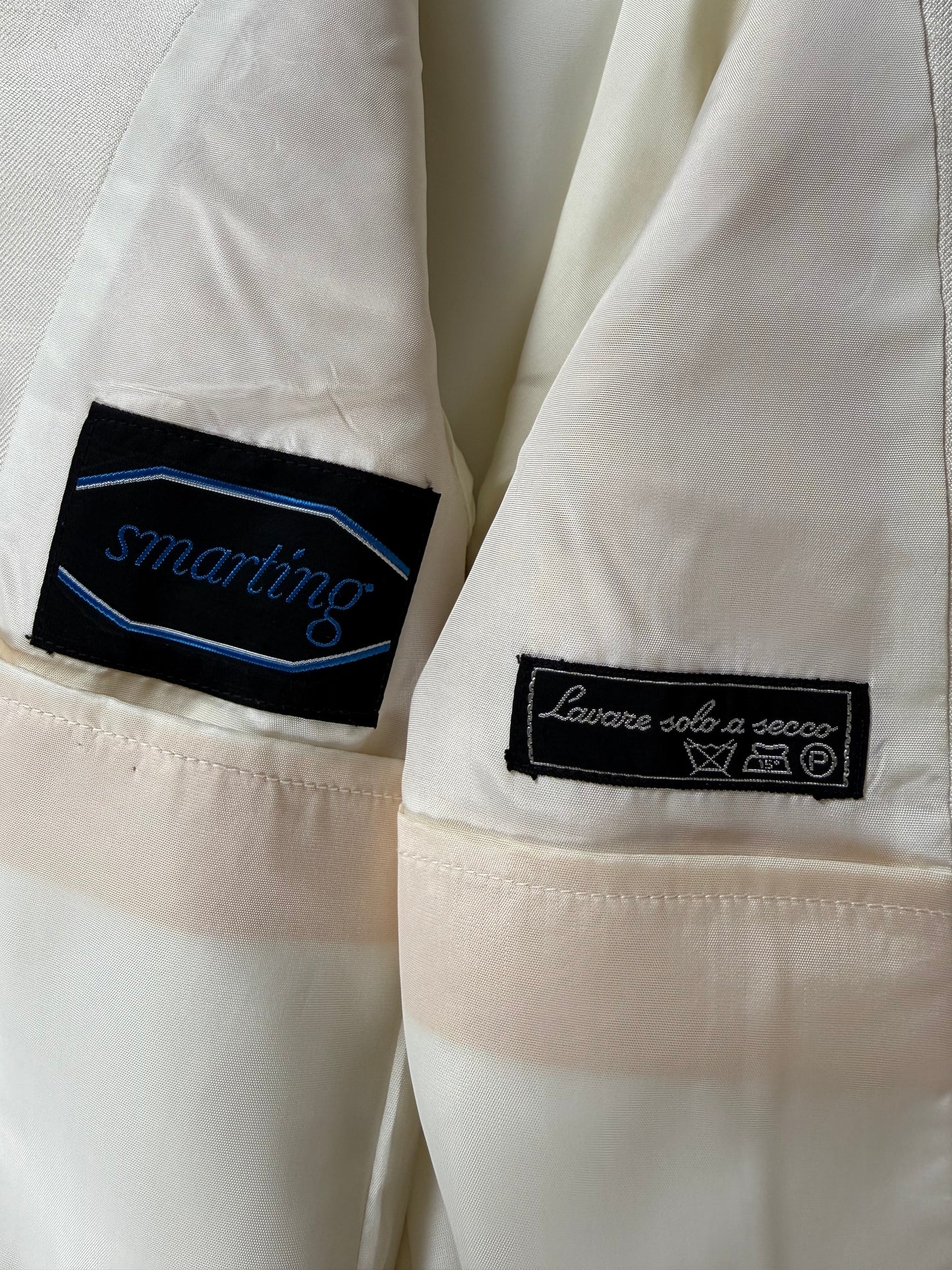 Completo 3 pezzi anni '70 seta shantung avorio - tg. 42/44