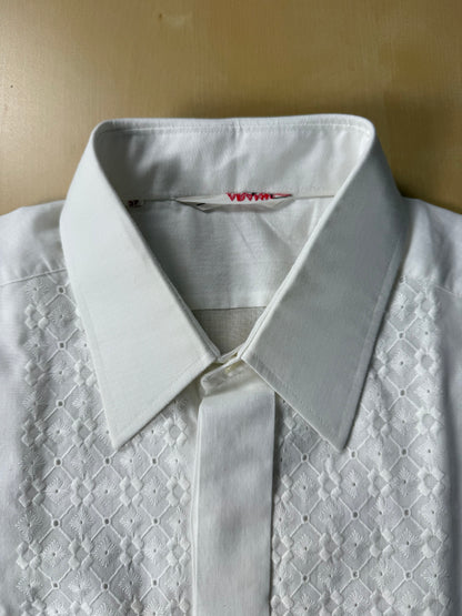 Camicia da sera anni ‘70 con ricamo - XXS, collo 38
