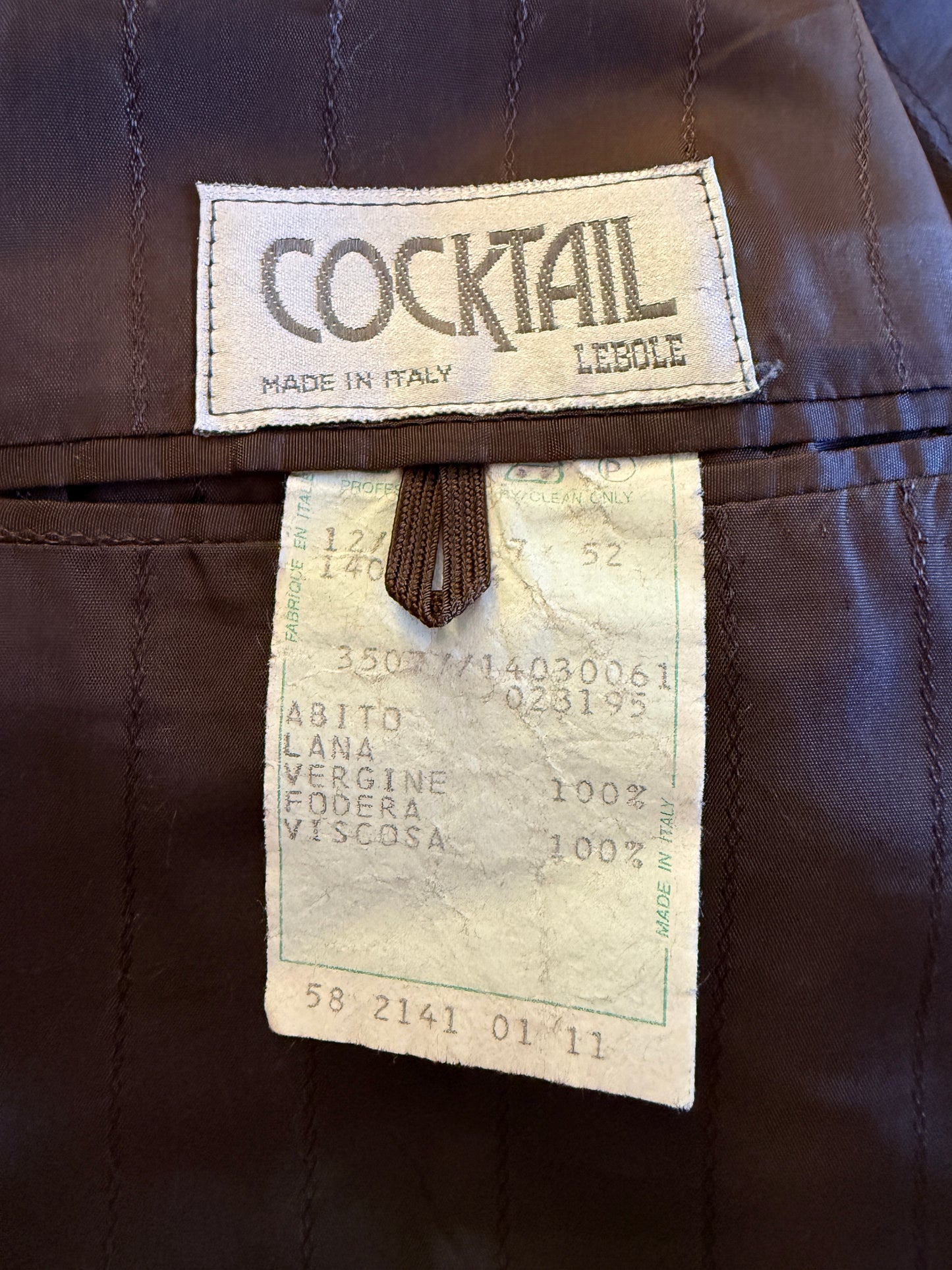 Completo doppiopetto gessato anni ‘80 marrone cacao - tg. 52