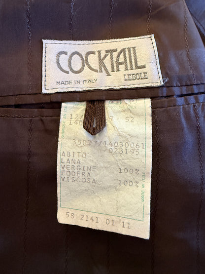 Completo doppiopetto gessato anni ‘80 marrone cacao - tg. 52