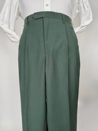 Pantaloni fresco lana verde pino anni '80 (NOS) - tg. 46/48