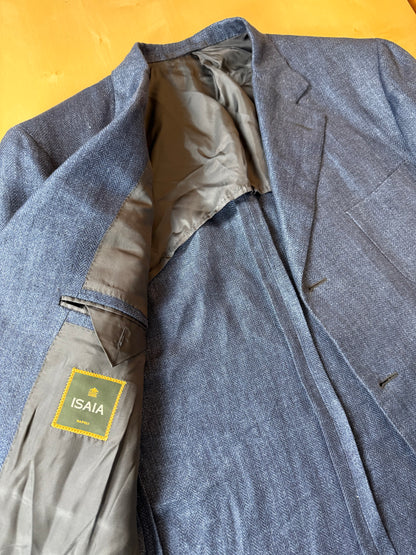 Giacca Isaia in puro lino spigato blu china - tg. 56
