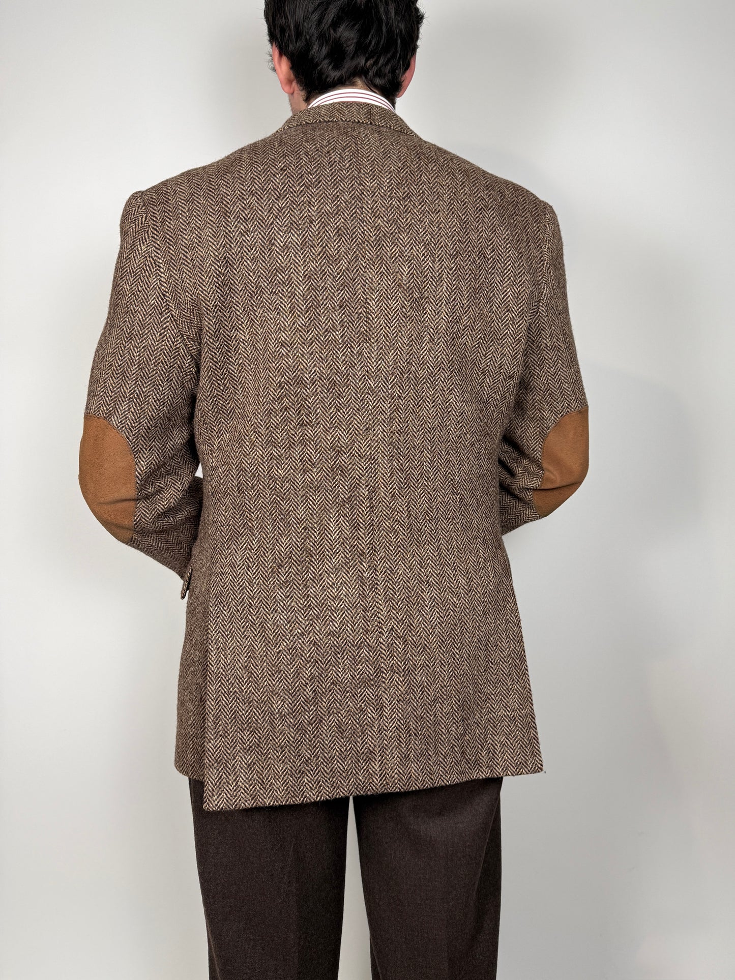 Giacca anni ‘90 in Harris Tweed marrone spigato - tg. 50