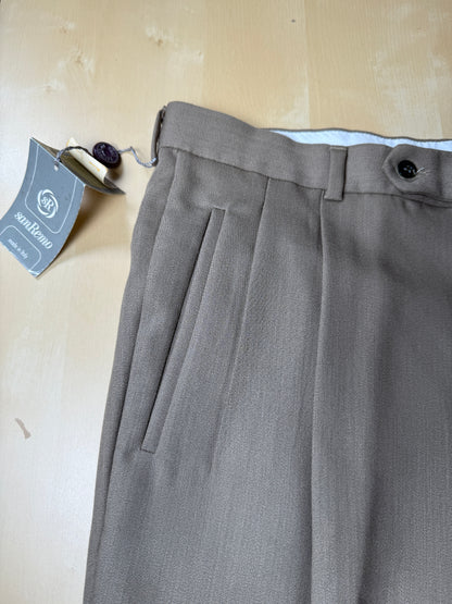 Pantaloni anni ‘80 lana pettinata cachi - tg. 52/54