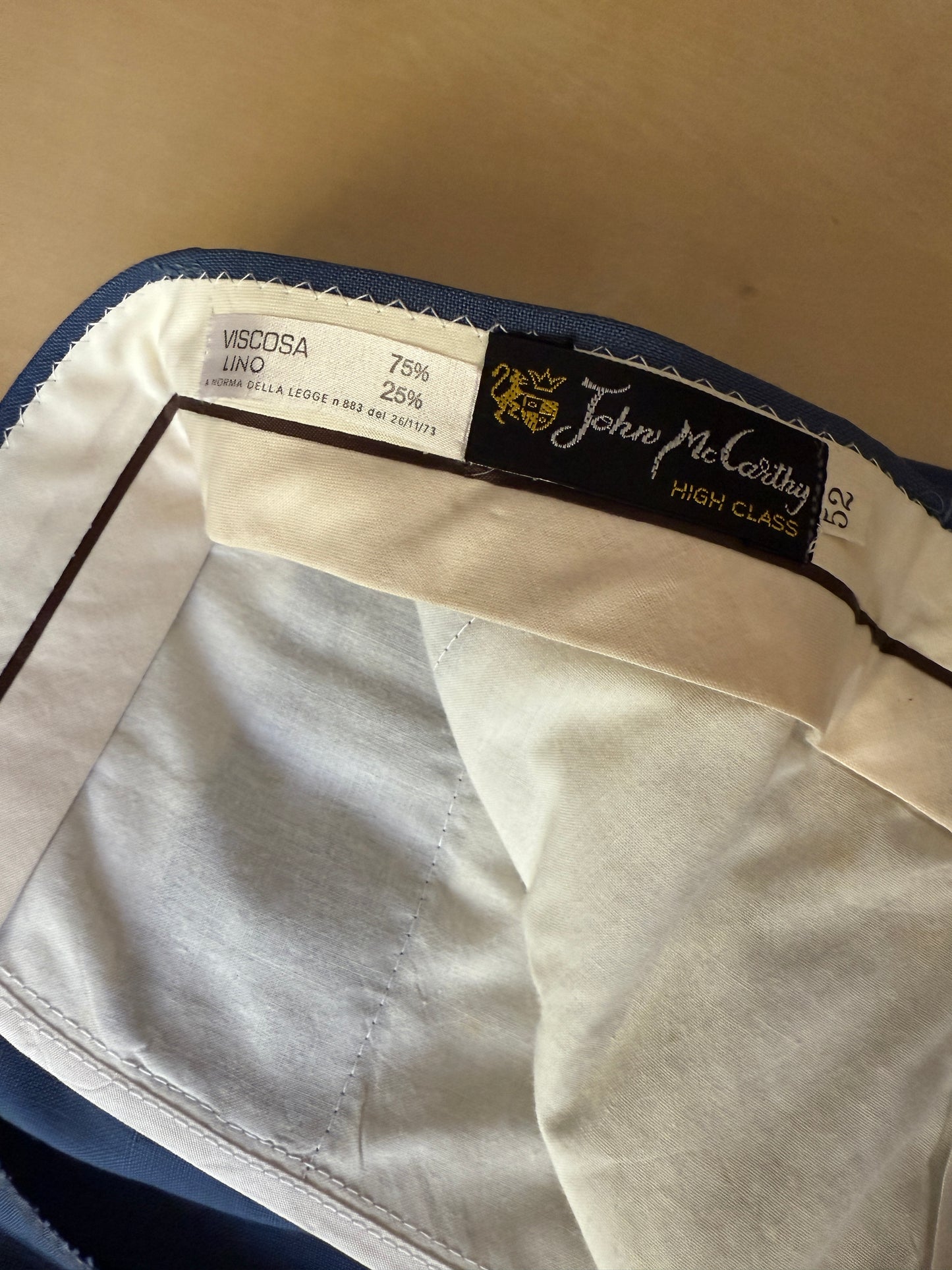 Pantalone anni ‘70 in lino e viscosa blu cobalto - tg. 50