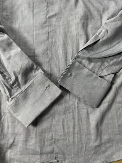 Camicia da sera in piquet grigio collo diplomatico - M collo 41