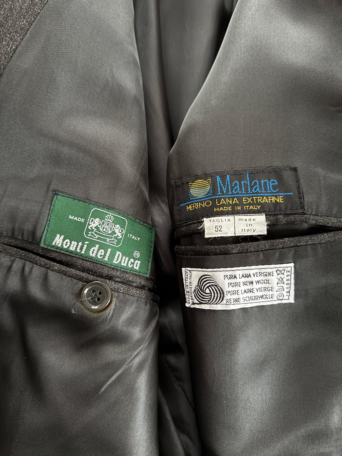 Completo doppiopetto anni ‘80 flanella antracite - tg. 52