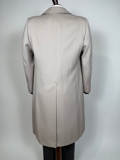 Cappotto doppiopetto anni ‘70 in twill di lana color avorio - tg. 46-48