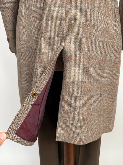 Cappotto doppiopetto sartoriale anni ‘50/‘60 glen check tabacco - tg. 44-46