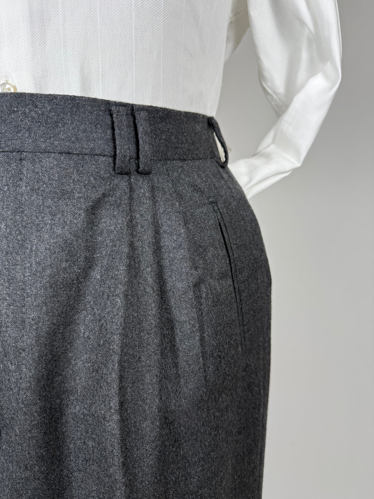 Pantaloni anni '80 flanella antracite 3 pinces - tg. 50/52 corta